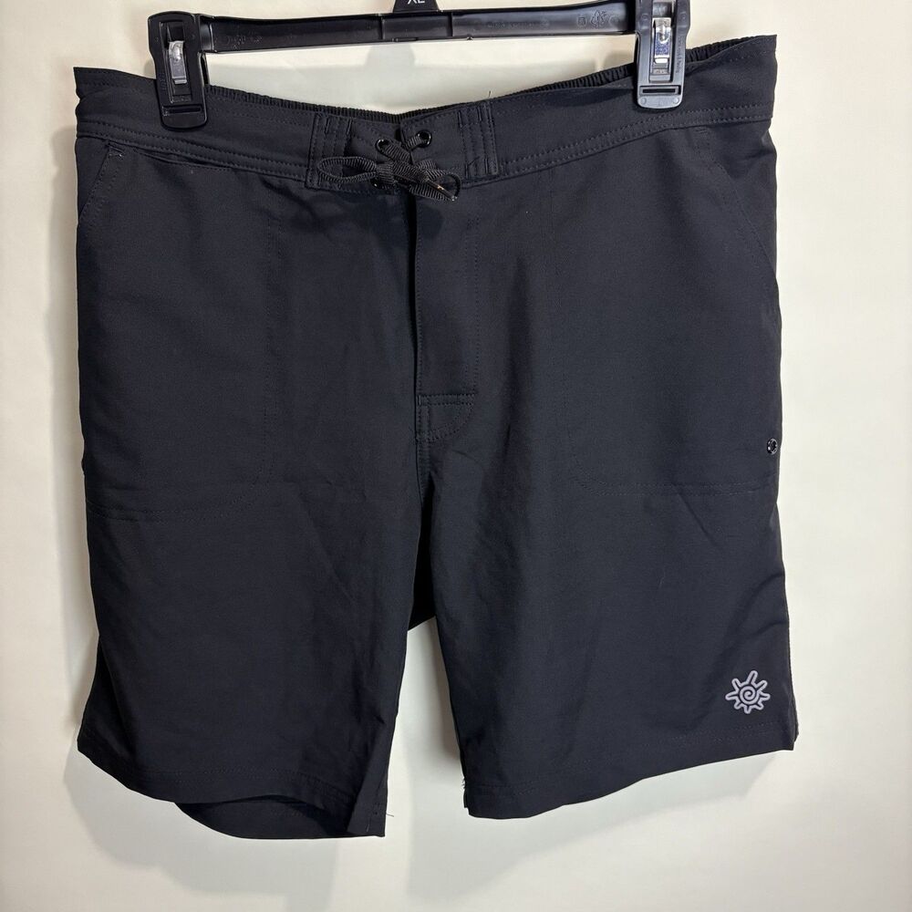 UV Skinz Men's Large Black Board Shorts UPF 50+ Swim Trunks Beach Pool Vacation